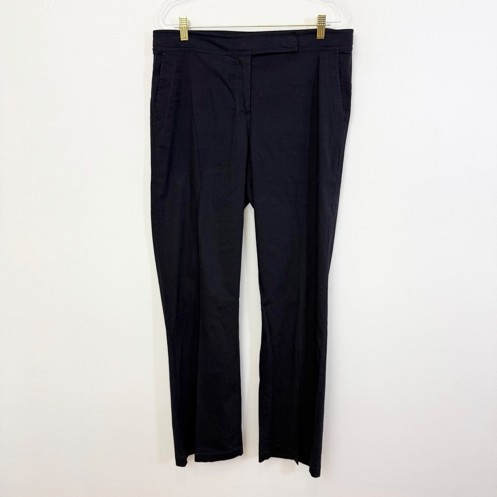 Eileen Fisher Navy Linen Blend Straight Leg Trouser Pants Size 10
